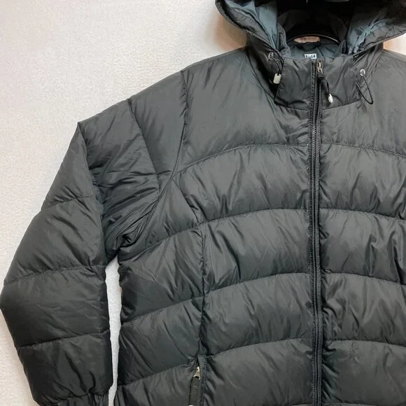 VINTAGE LL Bean Coat Womens 2X Black Goose Down Fill Puffer Hood Warm Jacket - Picture 5 of 13